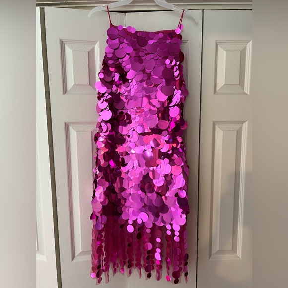 Nasty Gal size 8 womens pink disco dress. Altered a little so more like a size 6 - Picture 1 of 2